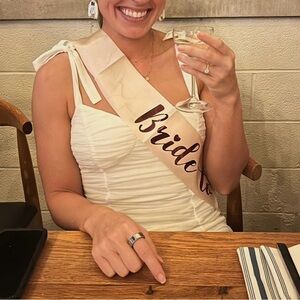 Lulu's Cream Ruched Mini Dress